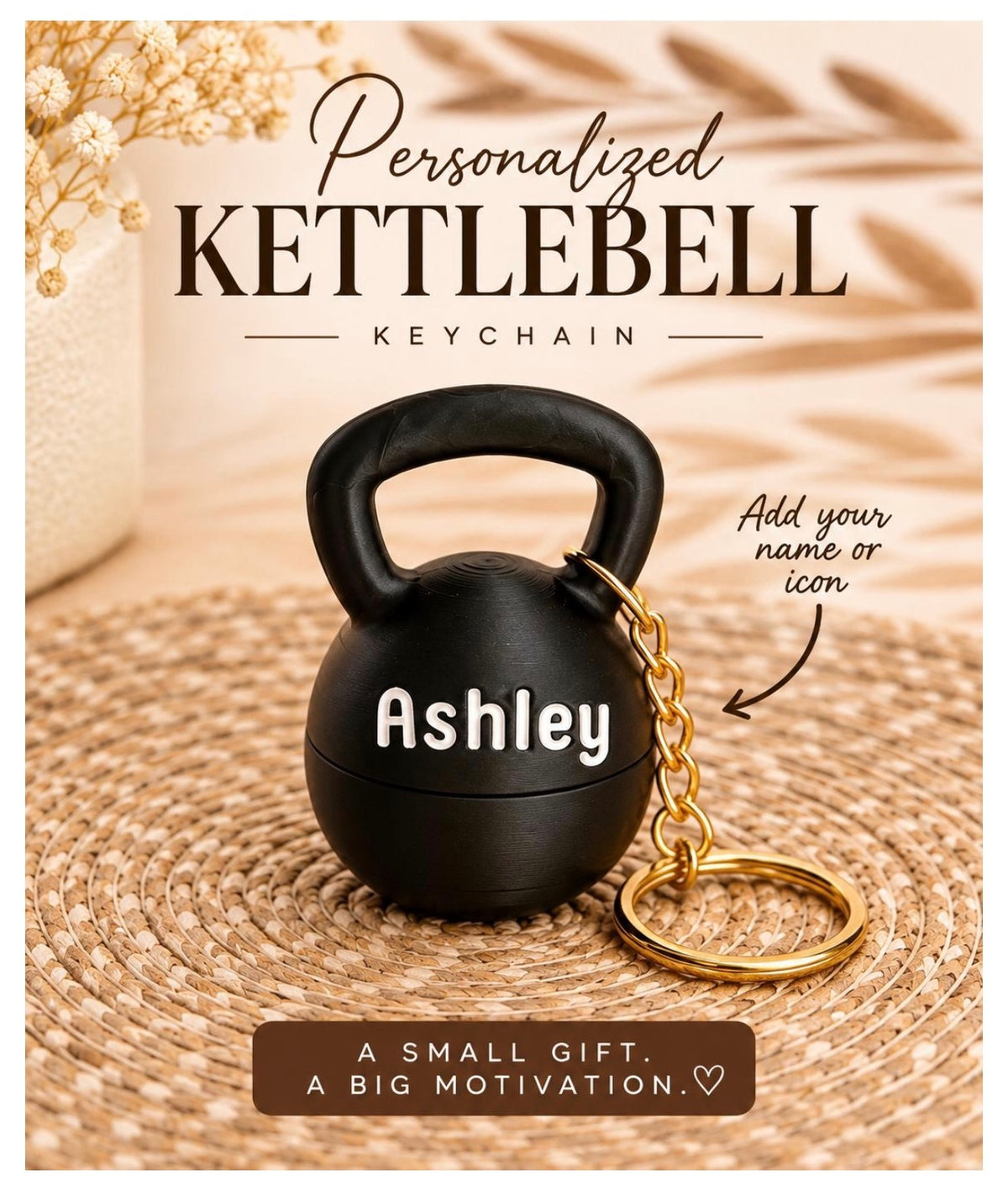 Kettlebell Ring Holder Keychain